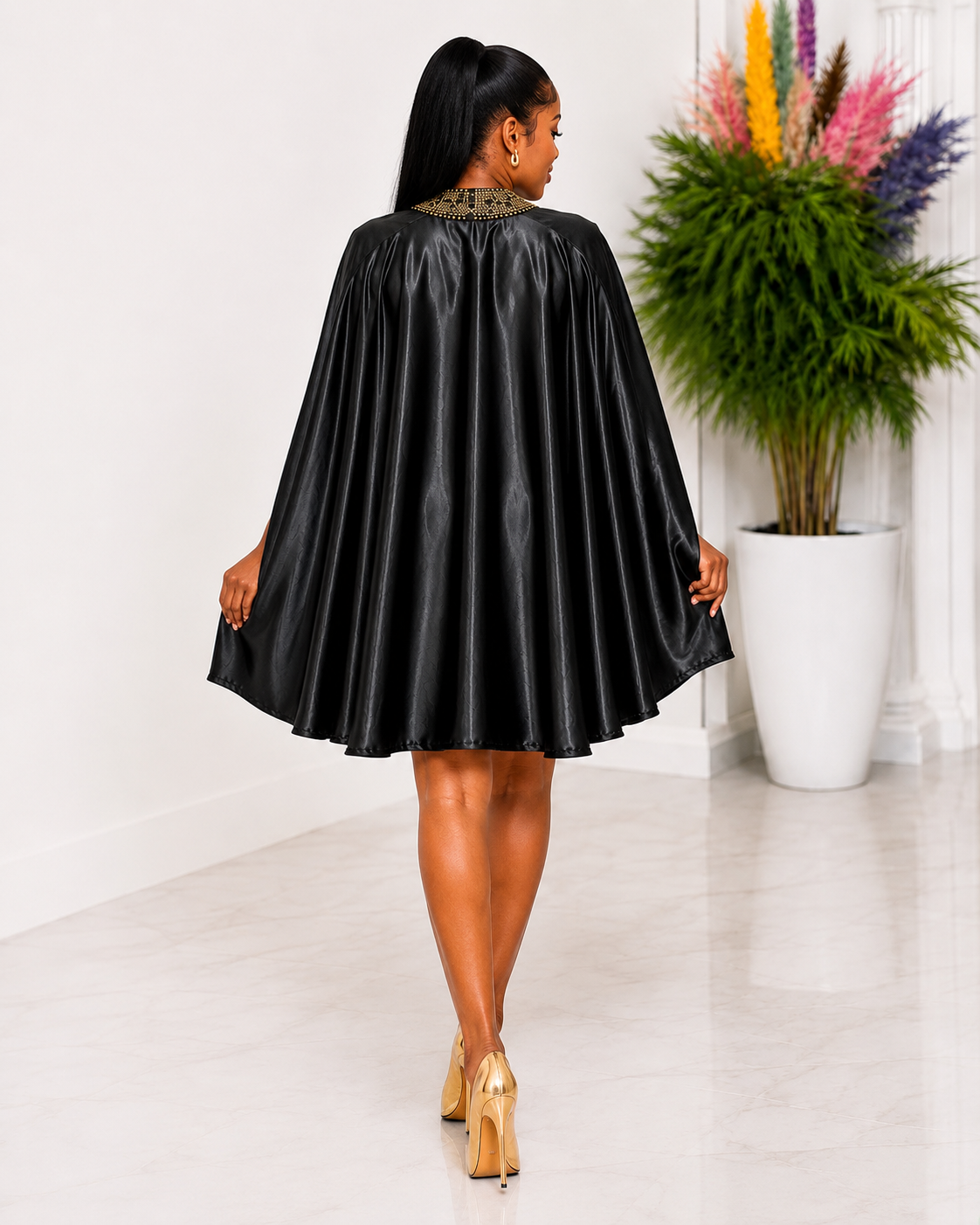 Midnight Majesty Cape Dress
