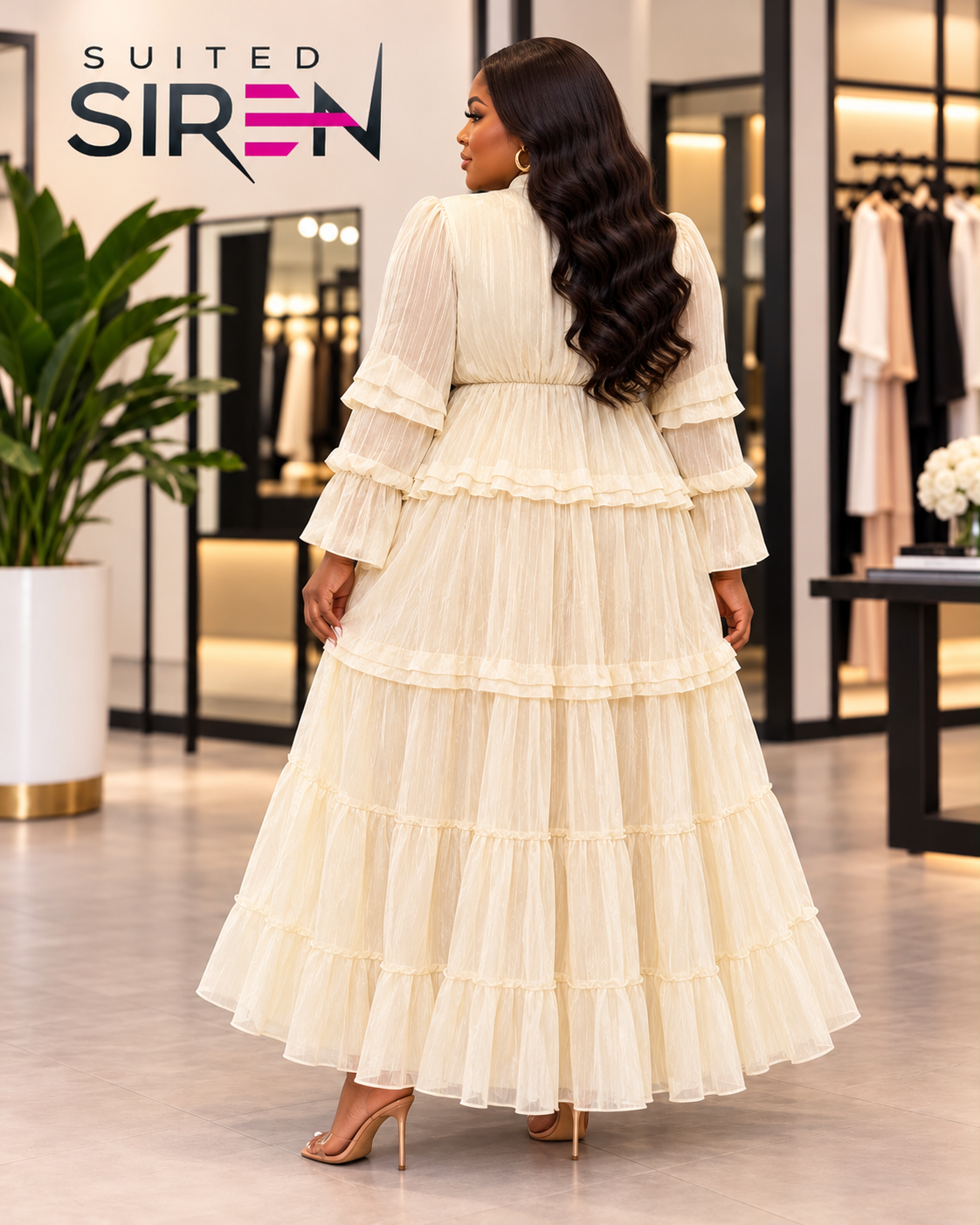 Ivory Grace Ruffle Maxi Dress