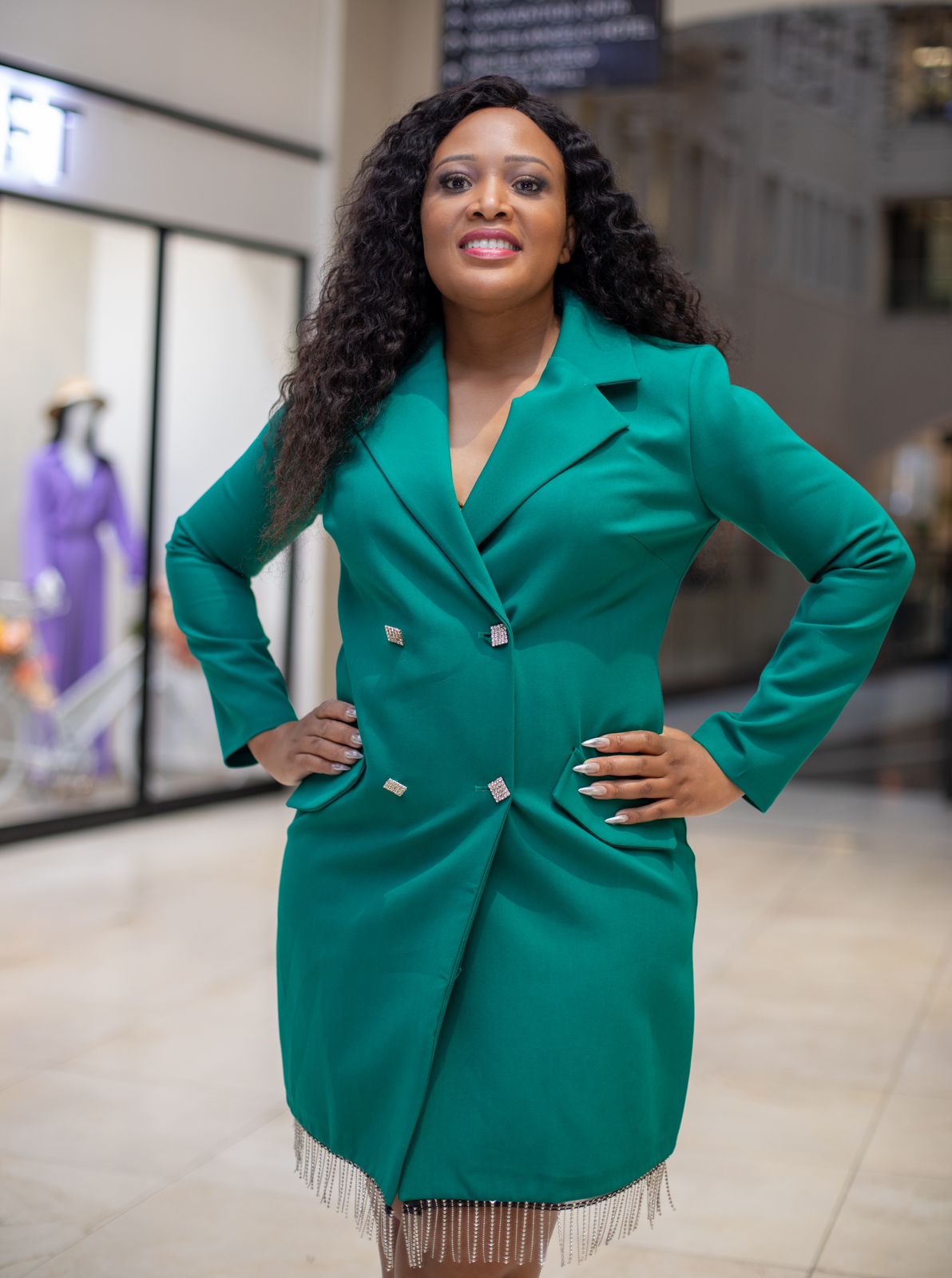 Glimmering Emerald Blazer Dress