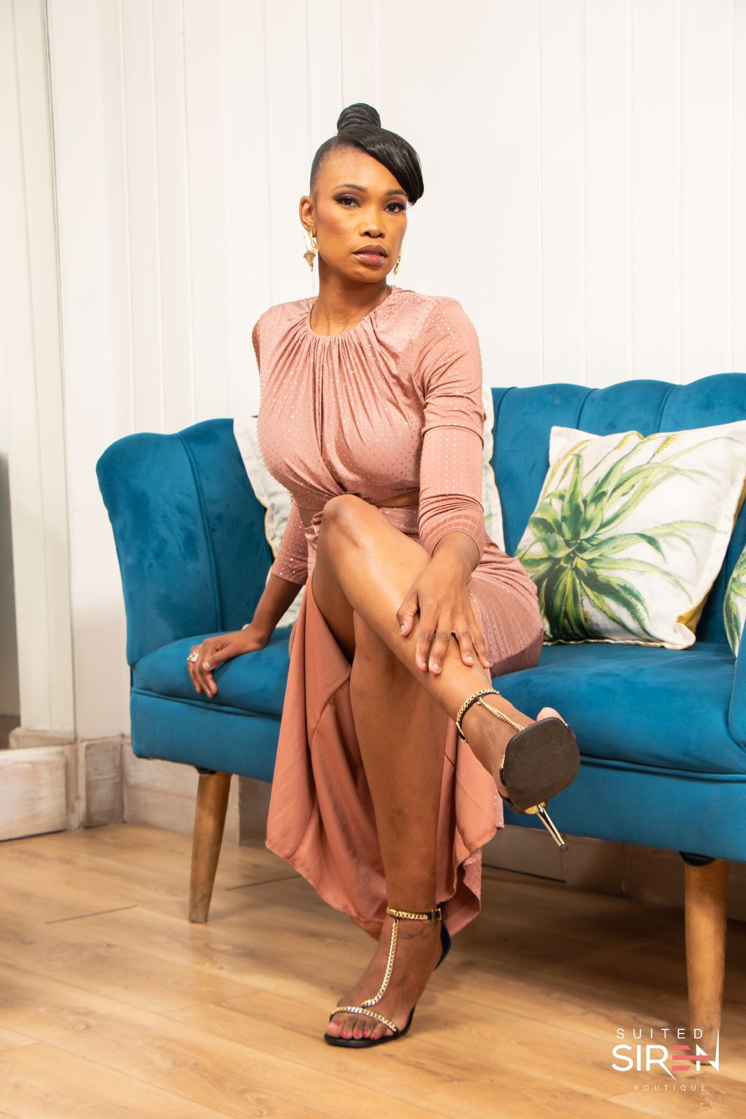 Fawn Brown Glittery Elegant Dress