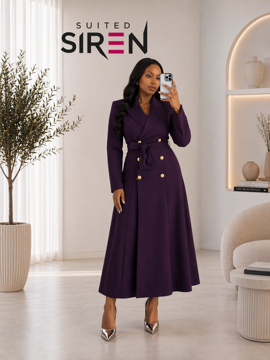 Royal Plum Coat Dress