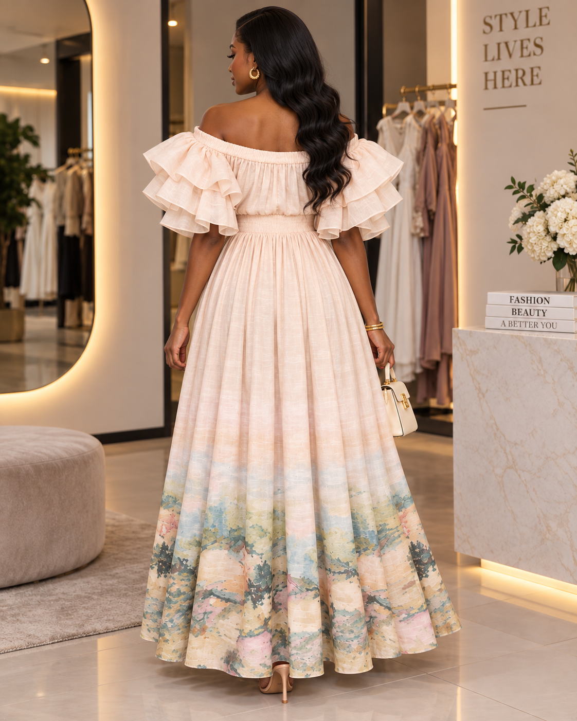 Blush Watercolour Elegance Maxi Dress 🌸