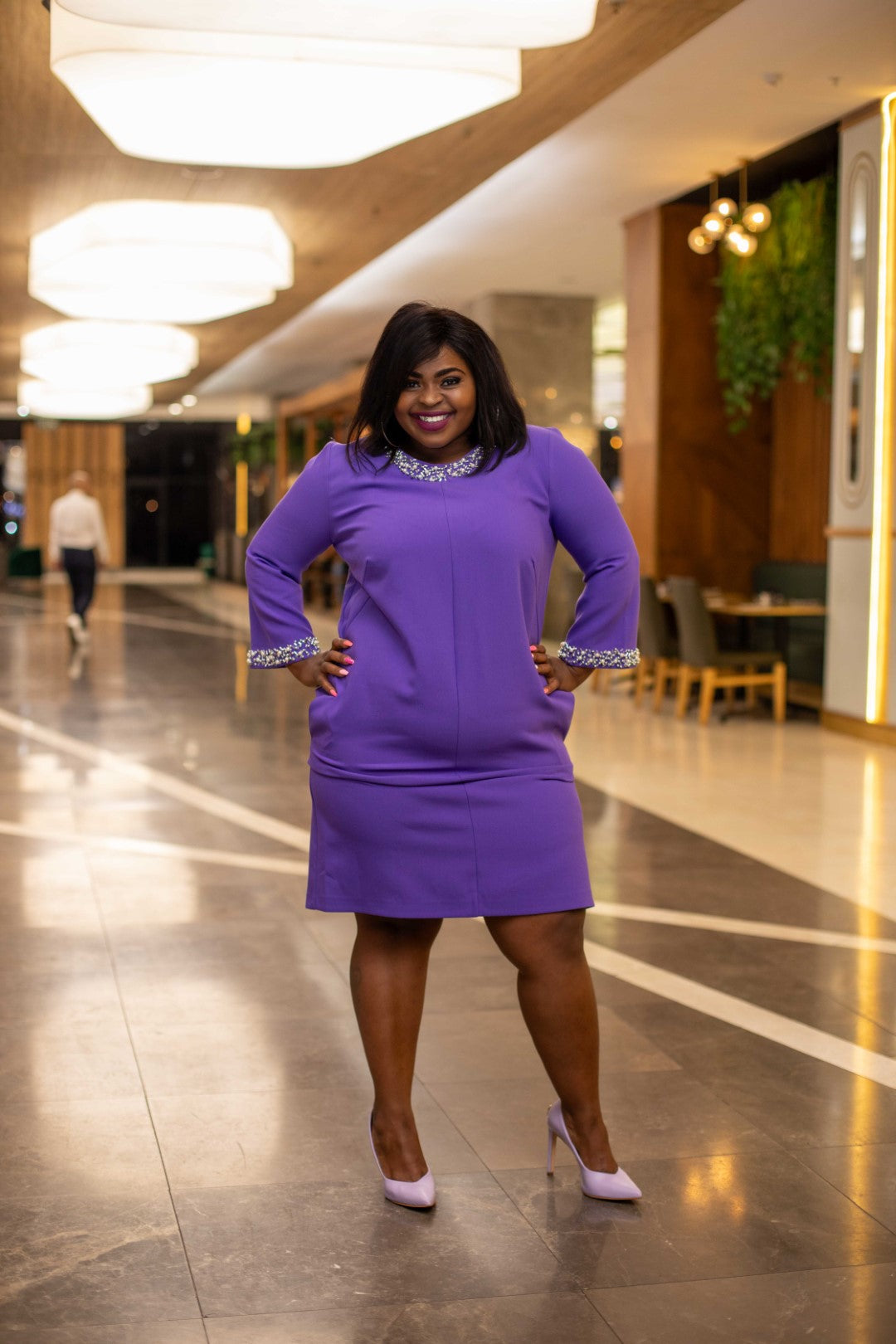 Purple Dress with Pearls