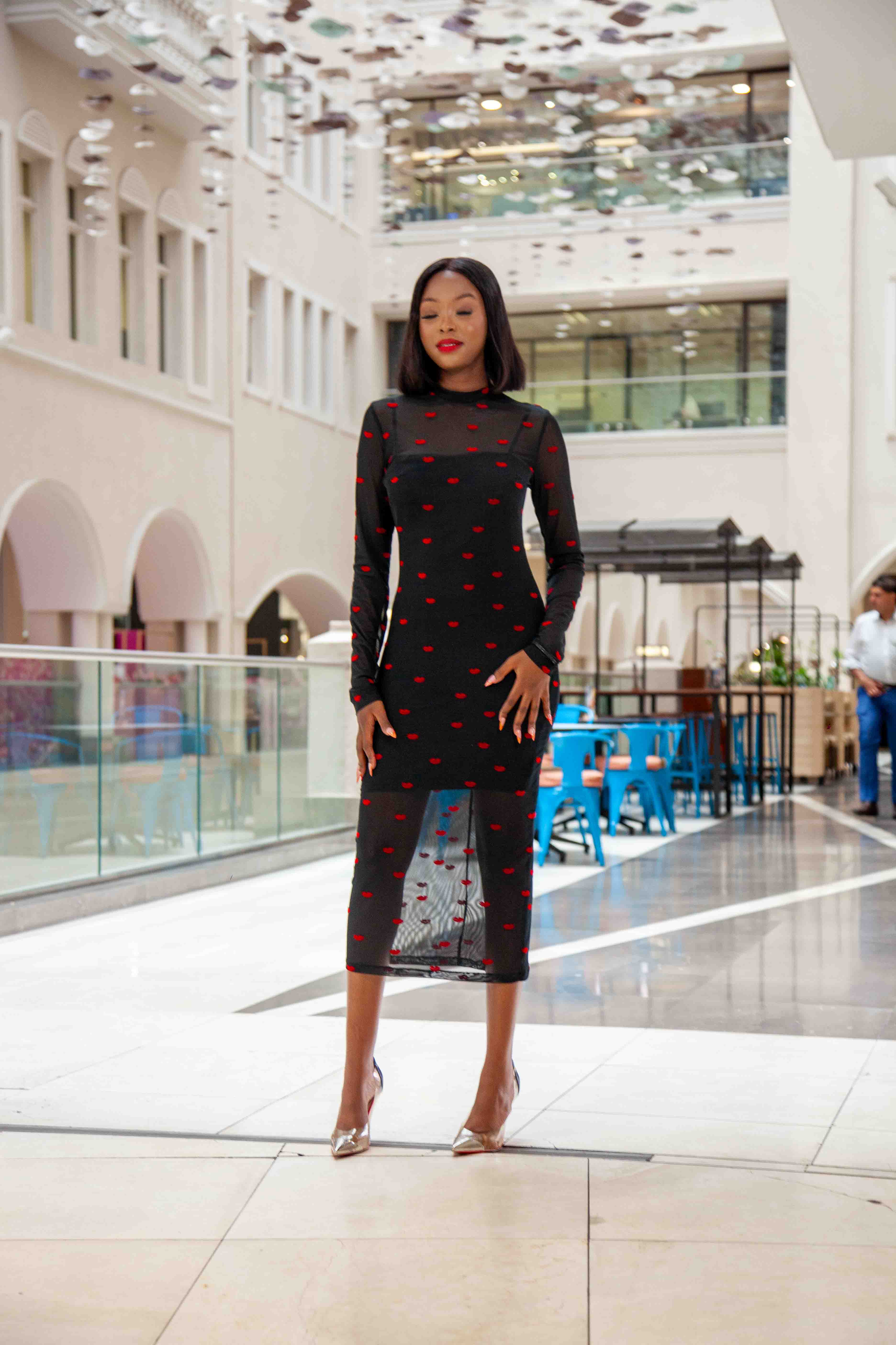 Black dress with red hearts online