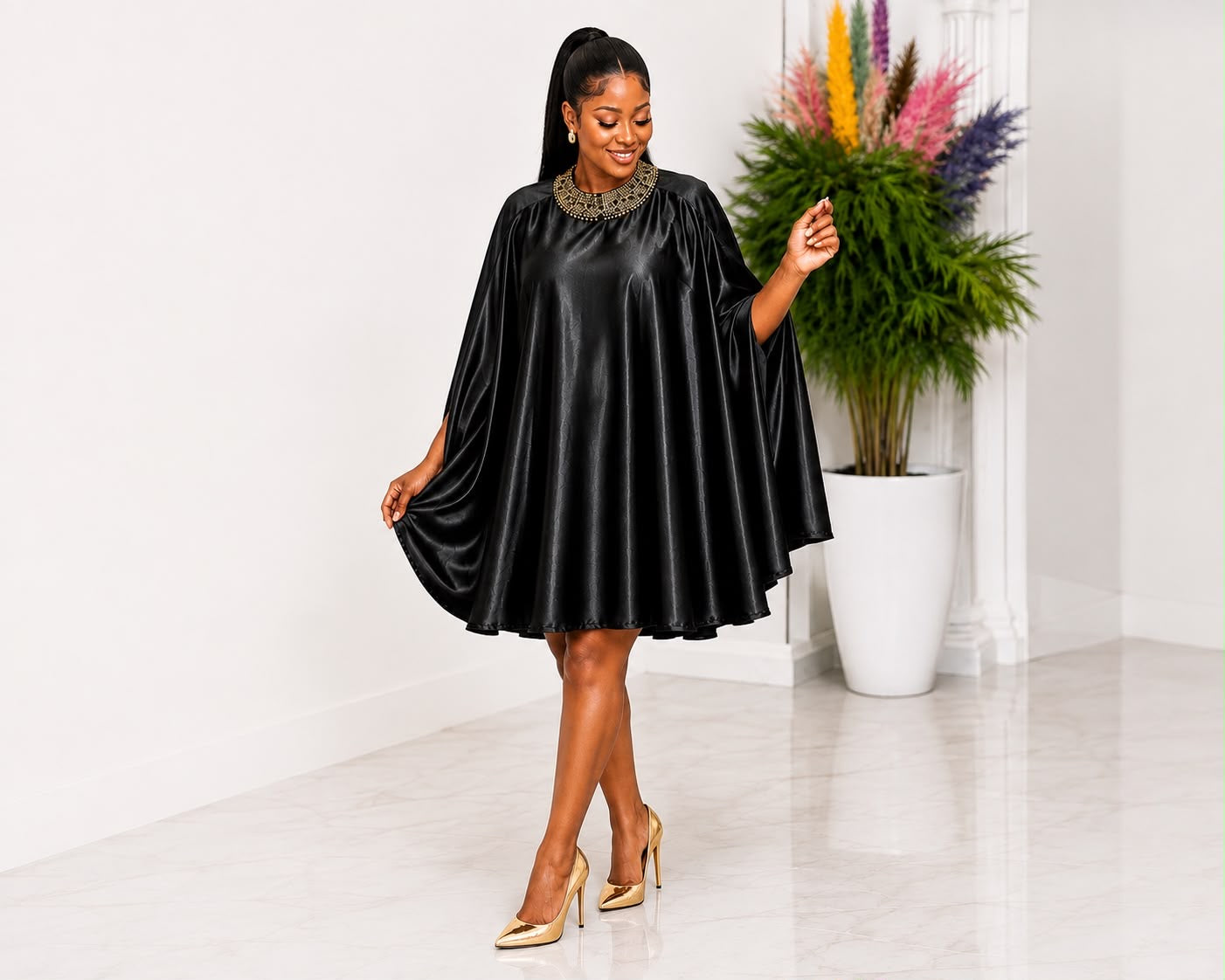 Midnight Majesty Cape Dress