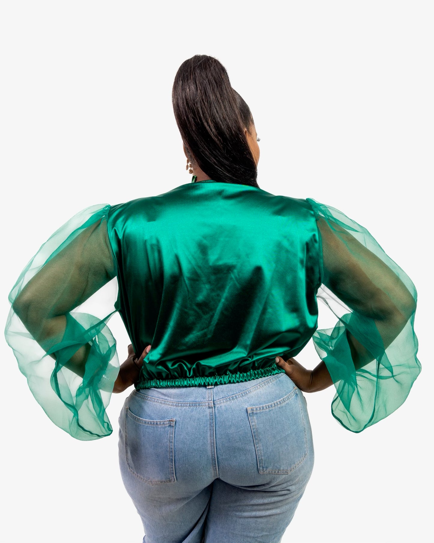 Green Satin Blouse